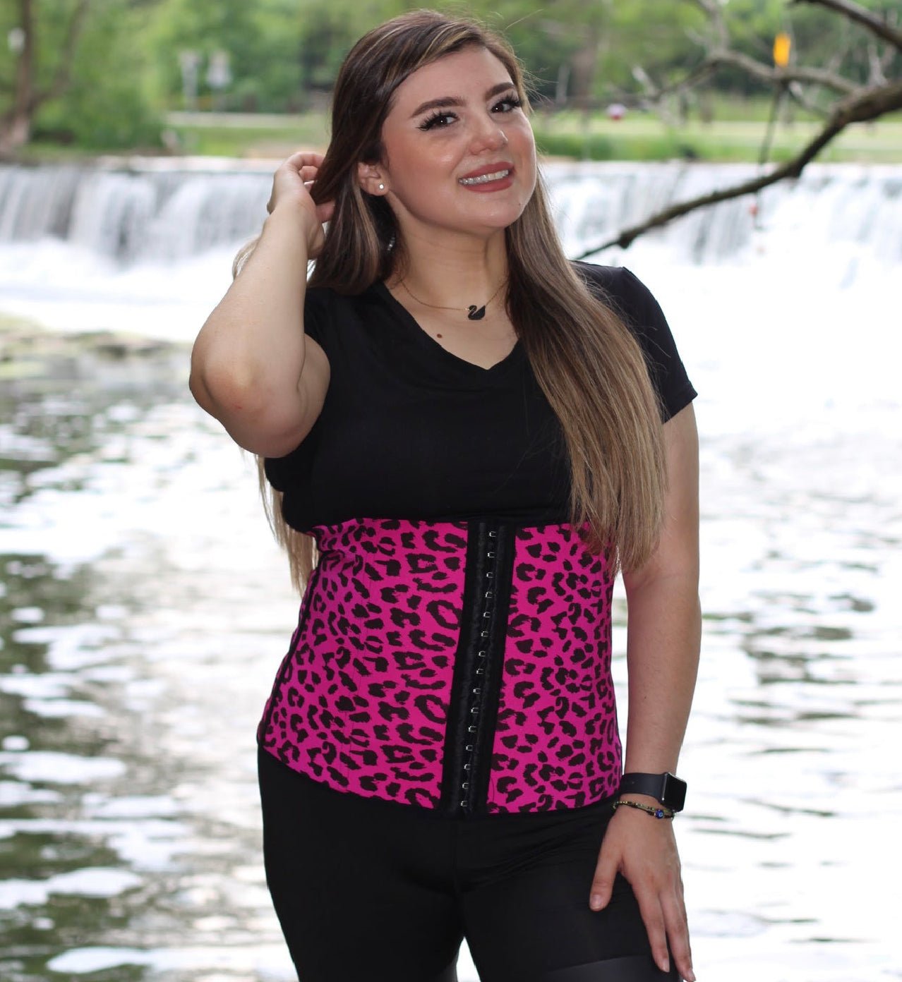 Luxe All - Day Waist Trainer Pink Leopard - Divine Beauty & Fitness