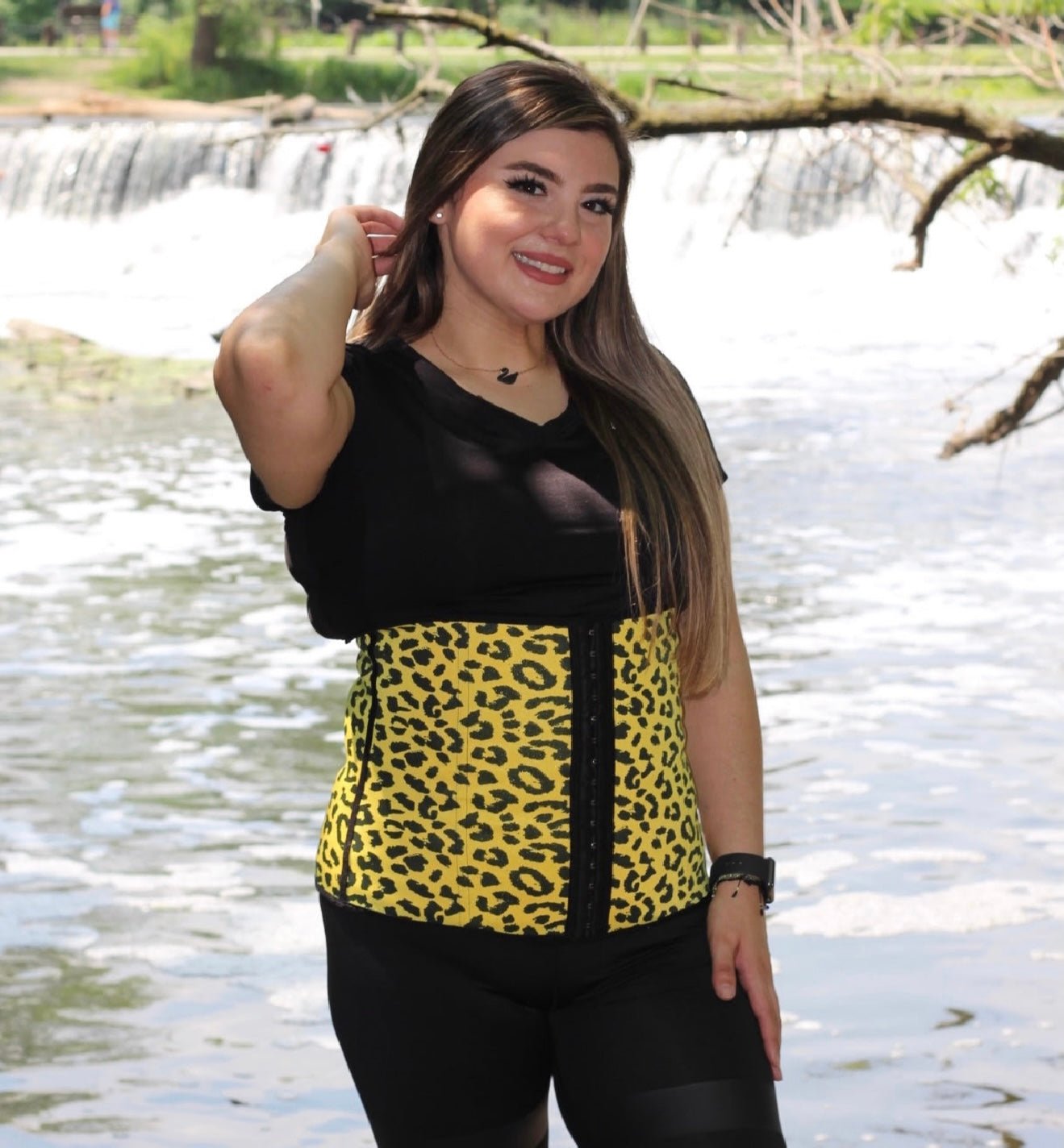 Luxe All - Day Waist Trainer Yellow Leopard - Divine Beauty & Fitness