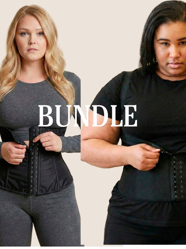 Bundle Sport Latex Waist Trainer Classic Black with All-Day Waist Trainer Extenders (Black)