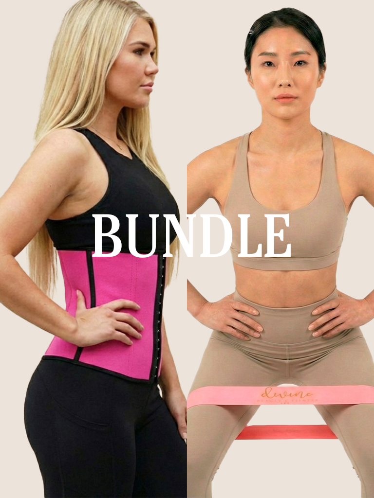 Bundle Sport Latex Waist Trainer (Pink) with Workout Booty Resistance Bands