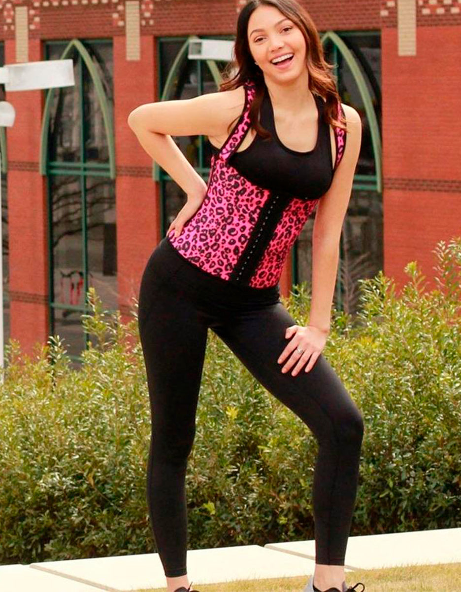 Luxe All-Day Vest Waist Trainer Pink Leopard